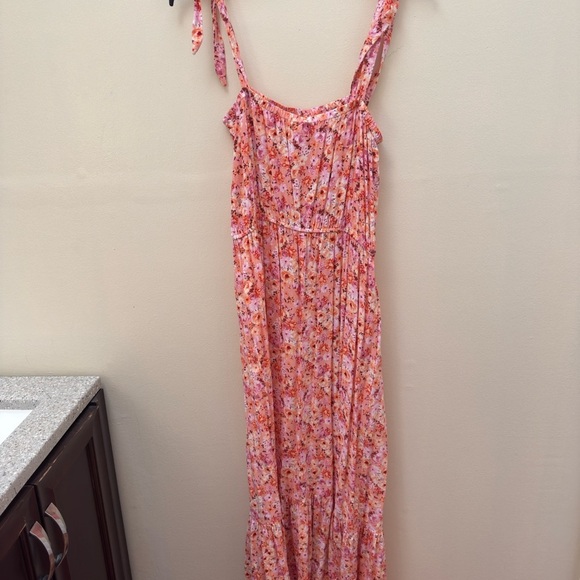 Vibrant Pink and Orange Floral Maxi Dress - Picture 5 of 5